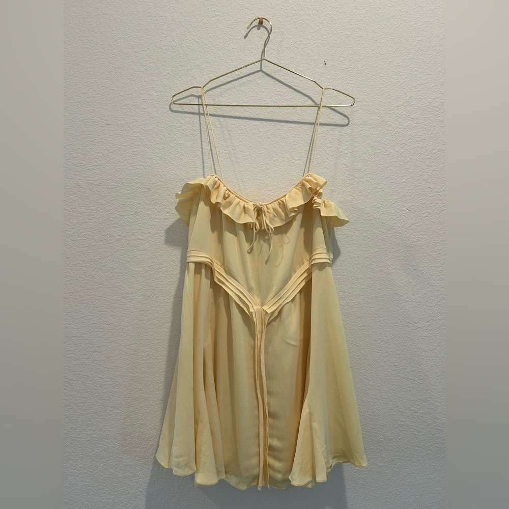 Zara Butter Yellow Beige Ruffle Mini Dress